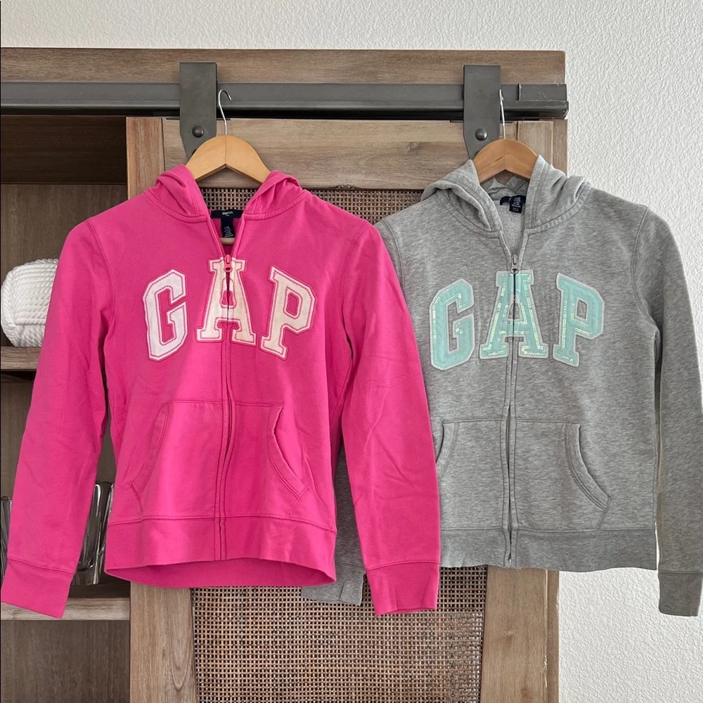 GAP Kids Fuchsia Pink and Heather Gray Hoodies
